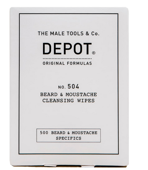 DEPOT no. 504 Beard & Moustache Cleasing Wipes Toallitas limpiadoras para barba y bigote 504 DEPOT
